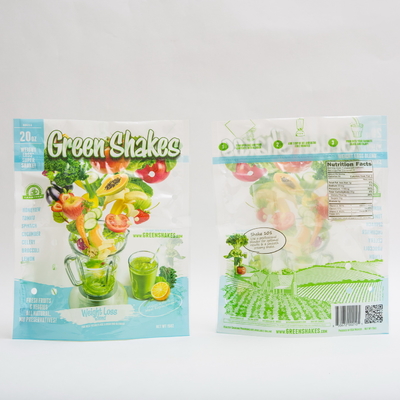 Frutas e legumes dos mícrons 15OZ que empacotam o malote da posição do fechamento do fecho de correr de 80mm