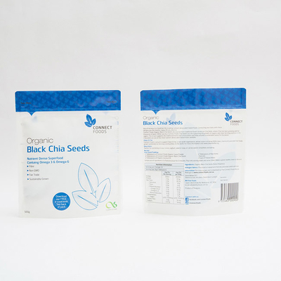 do resíduo metálico 500g do ANIMAL DE ESTIMAÇÃO levantar-se preto Chia Seeds Packaging dos sacos de plástico 123um
