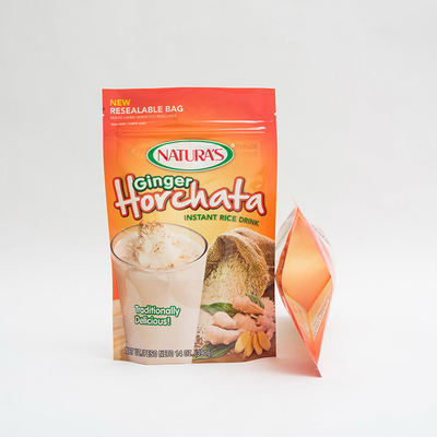 14OZ imprimiu o suporte plástico acima dos sacos de empacotamento Ziplock feitos sob encomenda do arroz imediato do malote