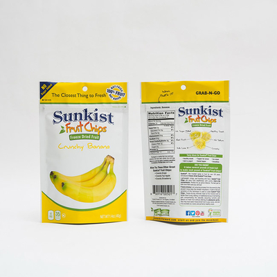 1.4oz banana seca Chips Food Packaging Recyclable Stand acima dos malotes com zíper