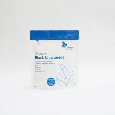 do resíduo metálico 500g do ANIMAL DE ESTIMAÇÃO levantar-se preto Chia Seeds Packaging dos sacos de plástico 123um