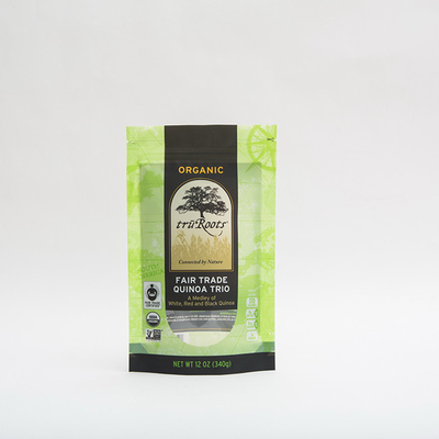 o malote do fecho de correr dos sacos 112micron do empacotamento de alimento do trio do Quinoa 12oz ensaca para o alimento