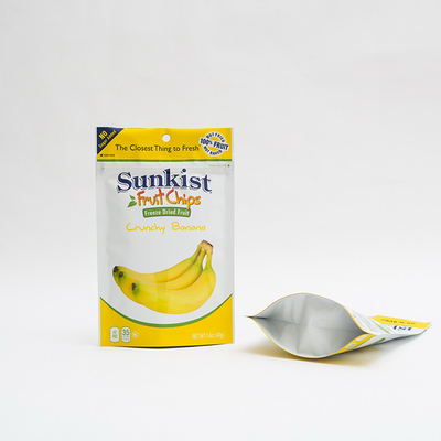 1.4oz banana seca Chips Food Packaging Recyclable Stand acima dos malotes com zíper