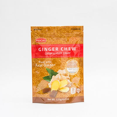 reforço da parte inferior de Ginger Chew With Window And do saco do malote dos doces de 125g PE80 PET12