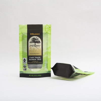 o malote do fecho de correr dos sacos 112micron do empacotamento de alimento do trio do Quinoa 12oz ensaca para o alimento