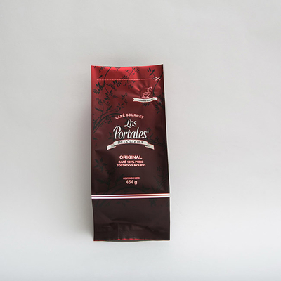 454g 280 x 100mm imprimiu sacos de café inferiores lisos com a válvula para os feijões de café BOPP