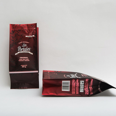 454g 280 x 100mm imprimiu sacos de café inferiores lisos com a válvula para os feijões de café BOPP