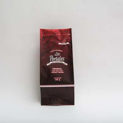454g 280 x 100mm imprimiu sacos de café inferiores lisos com a válvula para os feijões de café BOPP