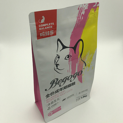 saco do empacotamento de alimentos para animais de estimação 1.3kg com o reforço do lado da parte inferior de Cat Food Stand Up Flat do zíper
